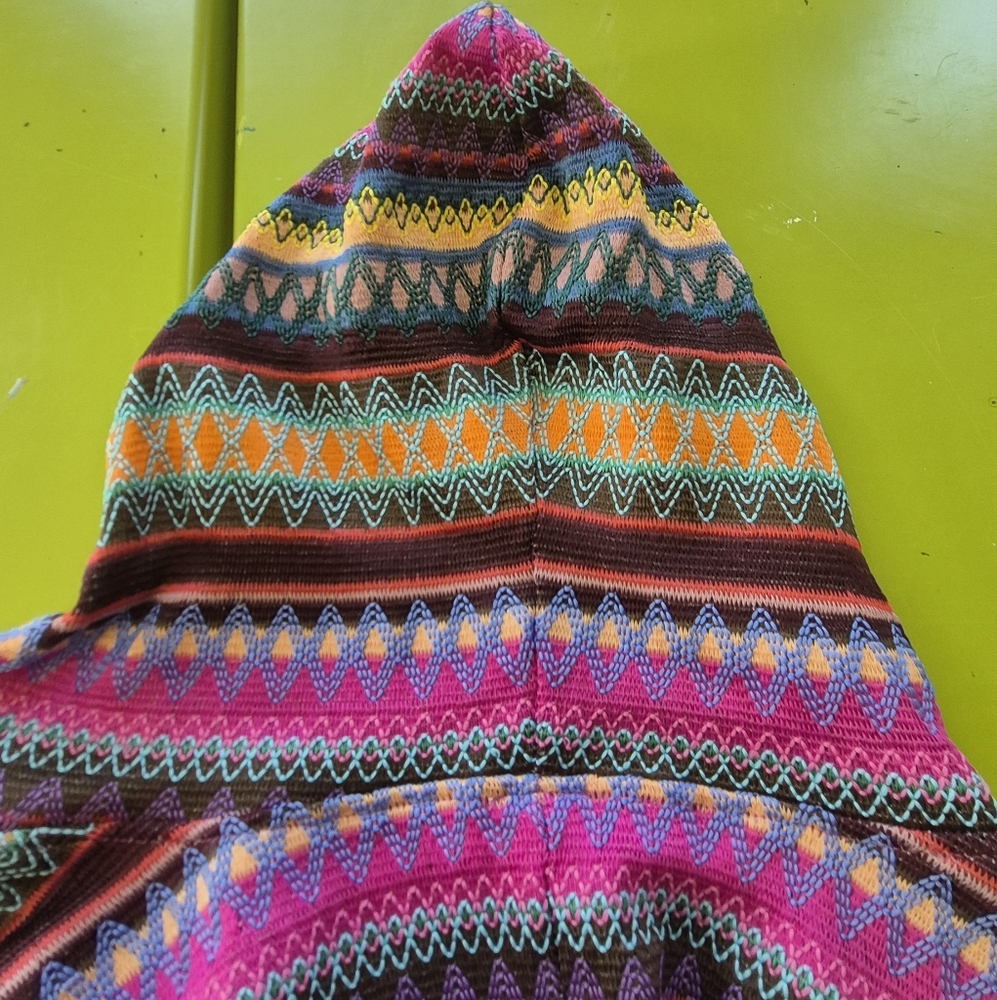 Jasmine & Ginger Hooded Hoodie Poncho XL/L magenta Vibrant Festival Whimsy EUC